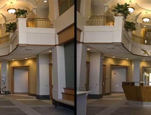 3d Desk in Lobby – Before and After